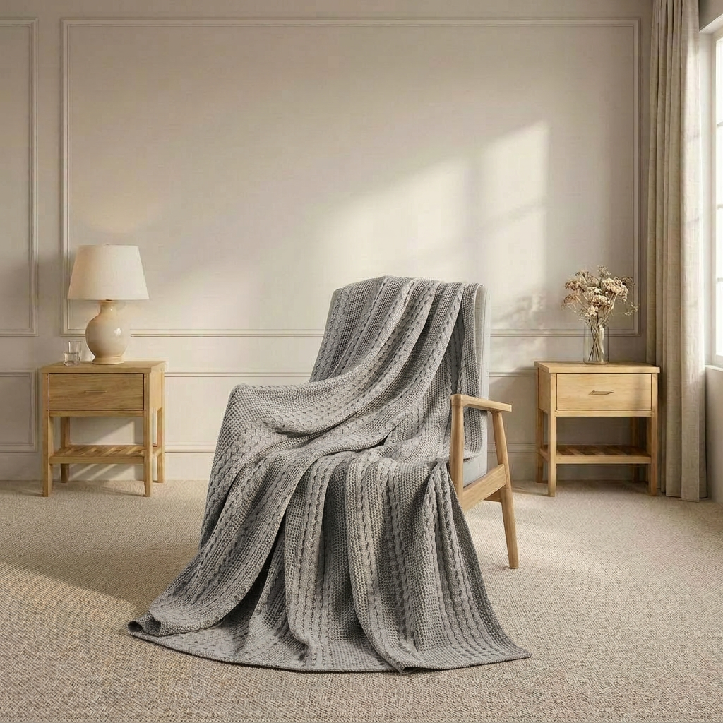 Organic Washed Cotton Throw Blanket