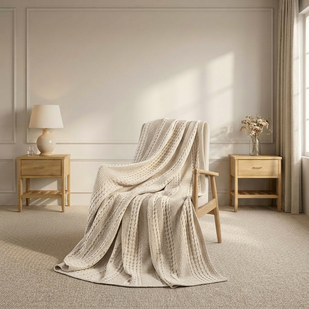 Organic Washed Cotton Throw Blanket