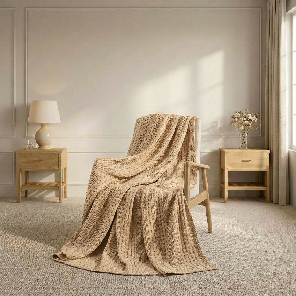 Organic Washed Cotton Throw Blanket