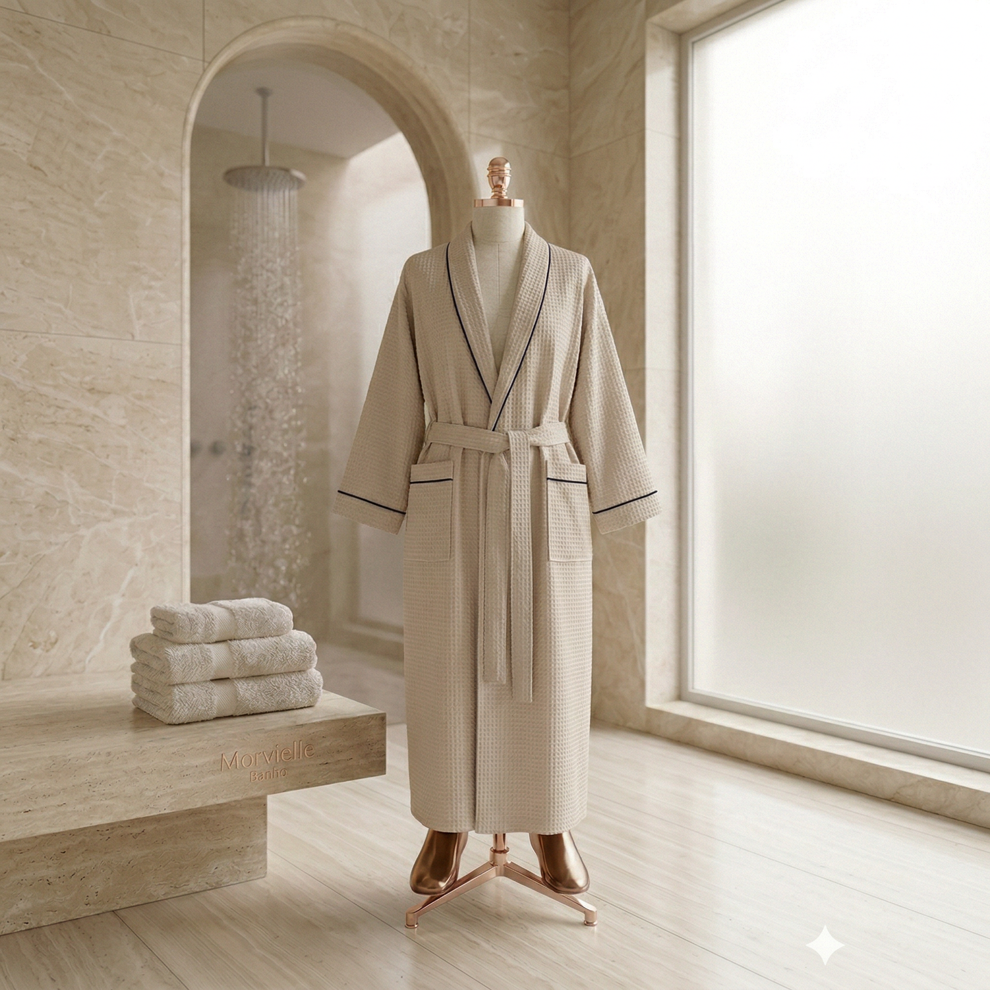 Άνετη Ρόμπα από Οργανικό Βαμβακερό Ύφασμα Waffle