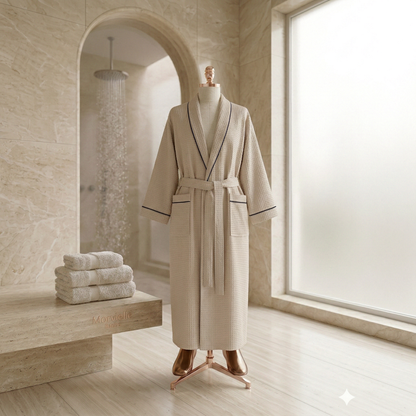 Άνετη Ρόμπα από Οργανικό Βαμβακερό Ύφασμα Waffle