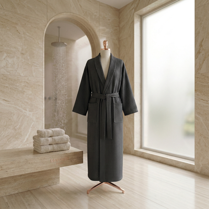 Άνετη Ρόμπα από Οργανικό Βαμβακερό Ύφασμα Waffle